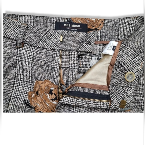 Mos Mosh Ivana shannon Checkered Pants Crop Dress Trousers Floral Appliqué 27 - Picture 8 of 12